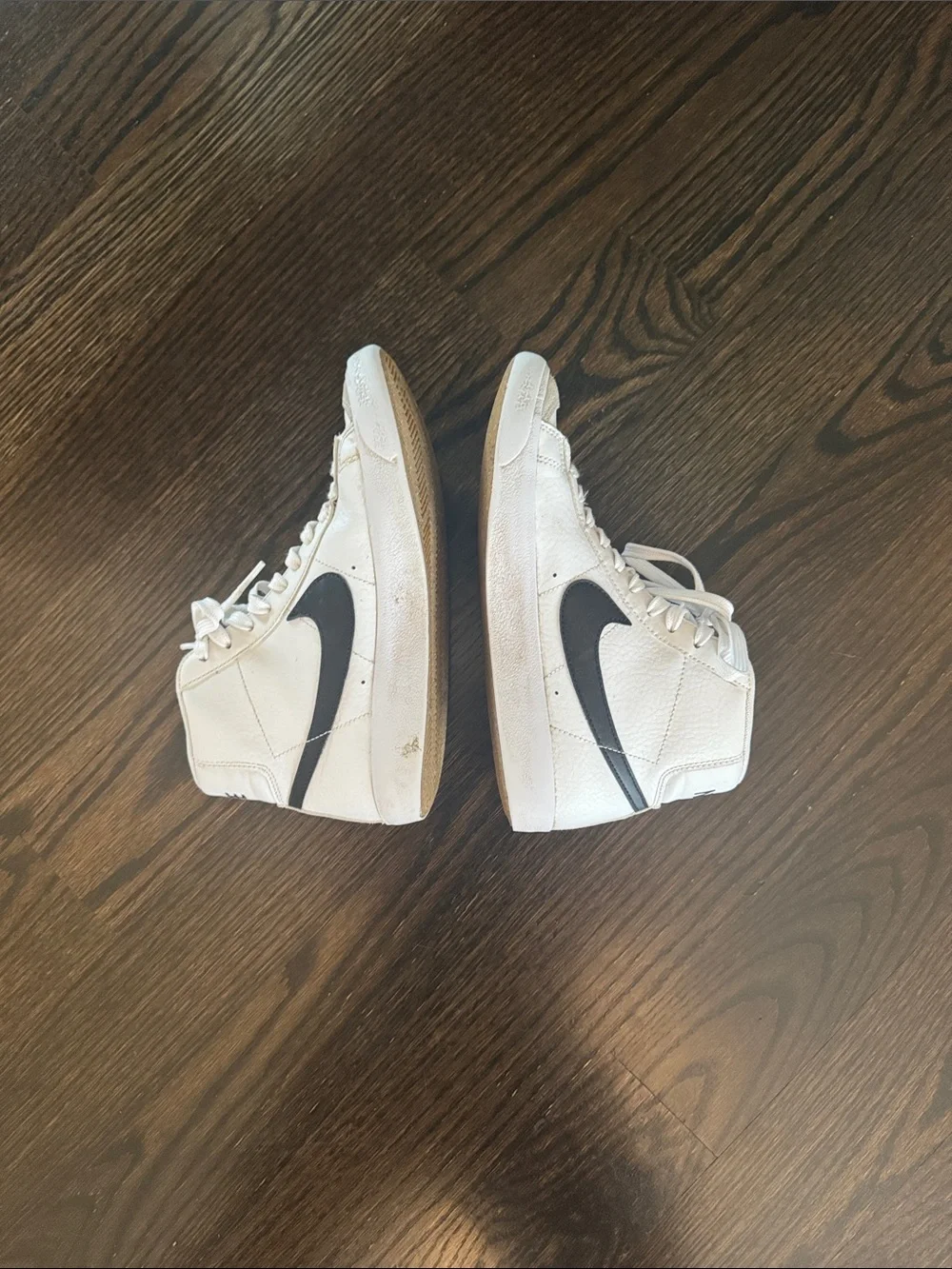 Nike High-Top Blazer Sneakers in White with Black Swoosh